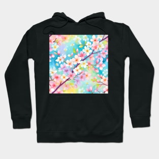 Soft Pastel Rainbow Cherry Blossoms Hoodie